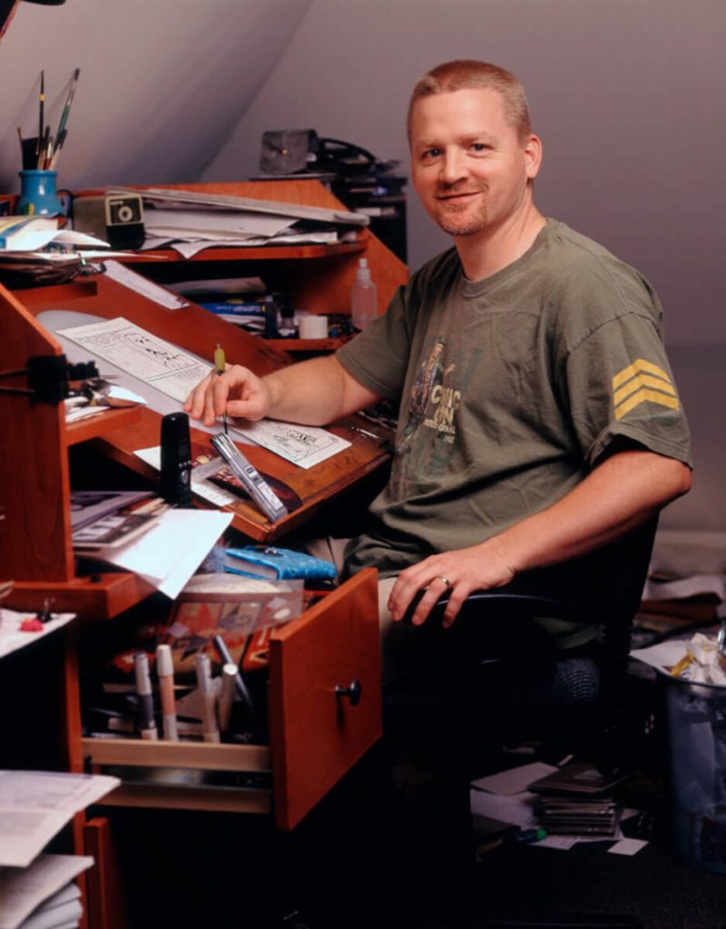 Rich Koslowski at drawing desk
