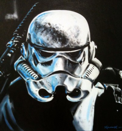 "Stormtrooper" Oil on Canvas. 16x16. (Sold)